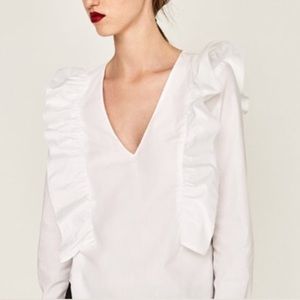 Zara ruffle white top xs